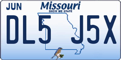 MO license plate DL5J5X