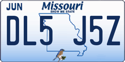 MO license plate DL5J5Z