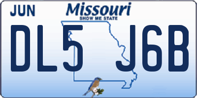 MO license plate DL5J6B