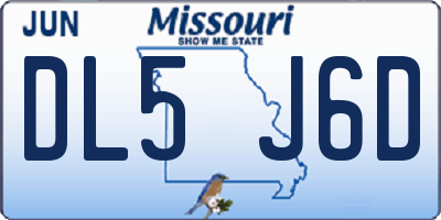 MO license plate DL5J6D