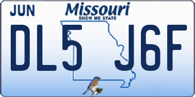 MO license plate DL5J6F