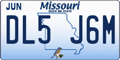 MO license plate DL5J6M