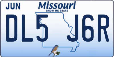 MO license plate DL5J6R