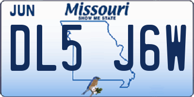 MO license plate DL5J6W