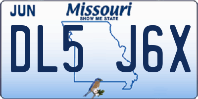 MO license plate DL5J6X