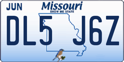 MO license plate DL5J6Z
