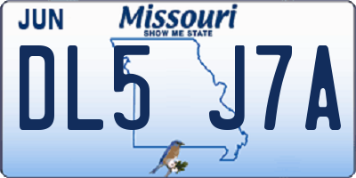 MO license plate DL5J7A