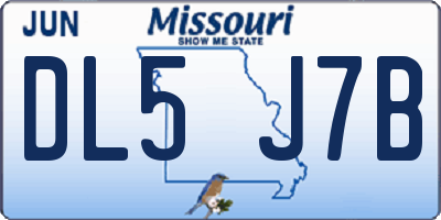 MO license plate DL5J7B