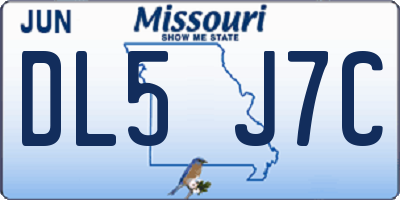 MO license plate DL5J7C
