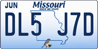 MO license plate DL5J7D