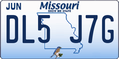 MO license plate DL5J7G