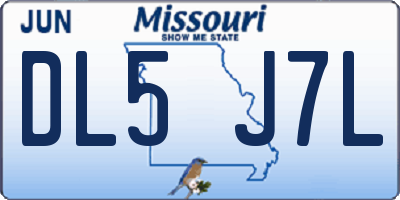 MO license plate DL5J7L