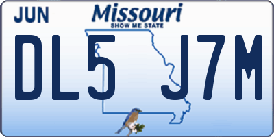 MO license plate DL5J7M