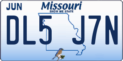 MO license plate DL5J7N