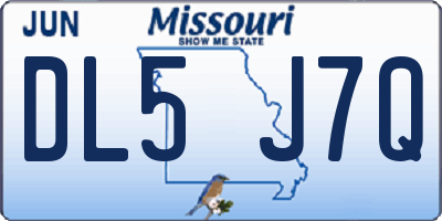 MO license plate DL5J7Q