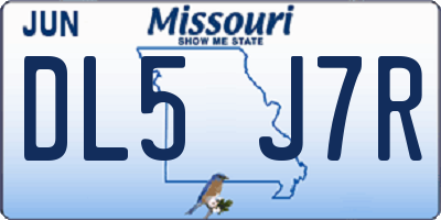 MO license plate DL5J7R