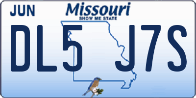 MO license plate DL5J7S