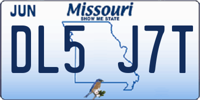 MO license plate DL5J7T