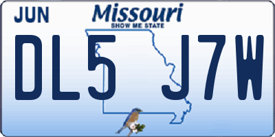 MO license plate DL5J7W