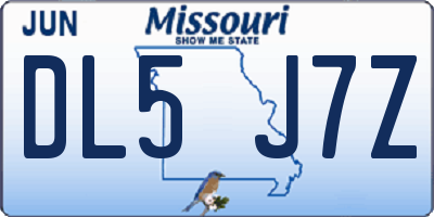 MO license plate DL5J7Z