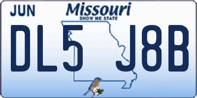 MO license plate DL5J8B