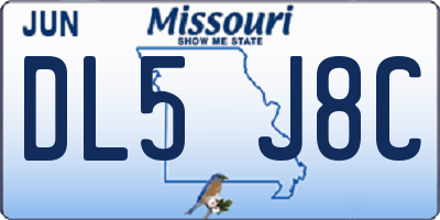 MO license plate DL5J8C