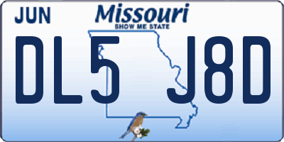 MO license plate DL5J8D