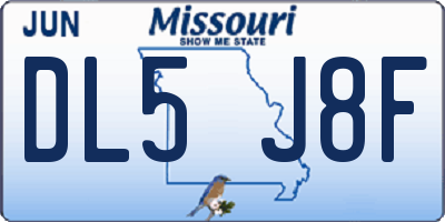 MO license plate DL5J8F