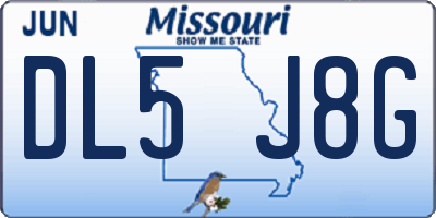 MO license plate DL5J8G