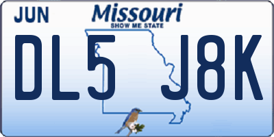 MO license plate DL5J8K