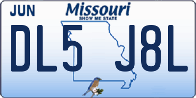 MO license plate DL5J8L