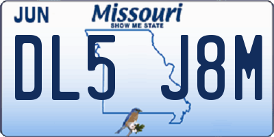 MO license plate DL5J8M