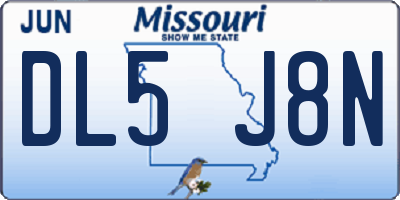 MO license plate DL5J8N