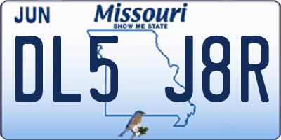 MO license plate DL5J8R
