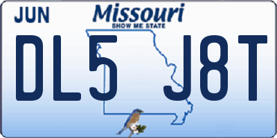 MO license plate DL5J8T