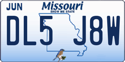 MO license plate DL5J8W