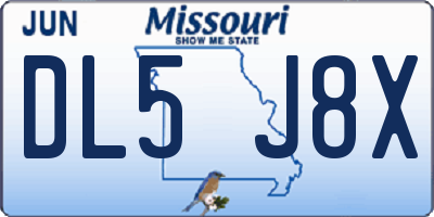 MO license plate DL5J8X