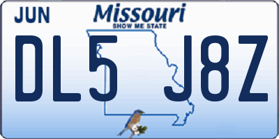 MO license plate DL5J8Z