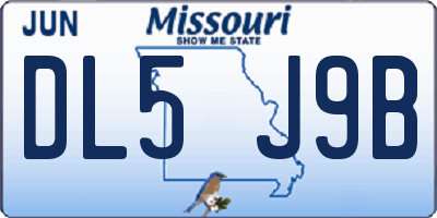 MO license plate DL5J9B
