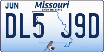 MO license plate DL5J9D