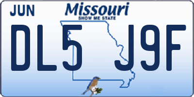 MO license plate DL5J9F