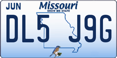 MO license plate DL5J9G