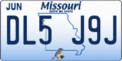 MO license plate DL5J9J
