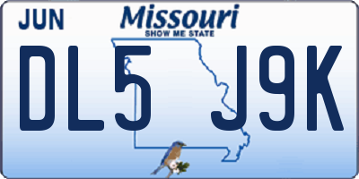 MO license plate DL5J9K
