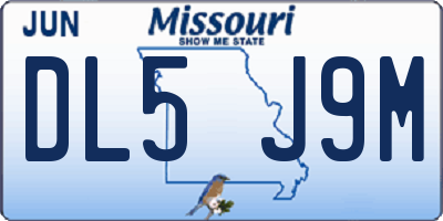 MO license plate DL5J9M