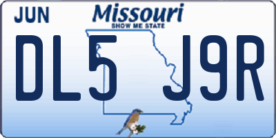 MO license plate DL5J9R