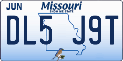 MO license plate DL5J9T