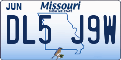 MO license plate DL5J9W