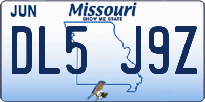 MO license plate DL5J9Z