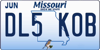 MO license plate DL5K0B